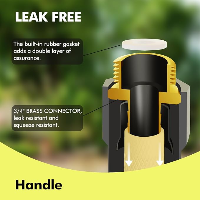 Garden Hose 3FT - PHLEX PRO Water Hose Heavy Duty Premium 5/8'' Rubber 3-Layer, Innovation Flexible Hybrid Lightweight Water Hose, Full Brass Male to Female Fittings