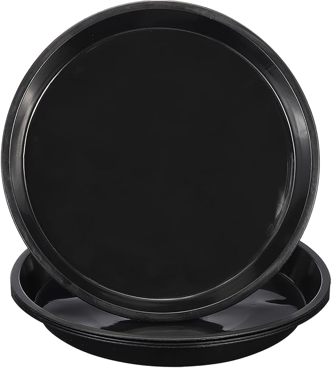 PATIKIL 4 Pack Plastic Plant Saucer, 14 Inch Plant Tray for Pots Round Plant Dish Plant Drip Trays Water Tray for Indoors Outdoors Garden, Black