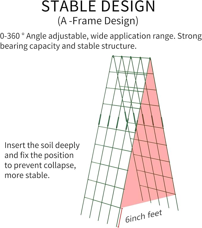 2 Pack Cucumber Trellis, 59" High Foldable A-Frame Garden Trellis for Raised Bed Garden Grow Support with Plant Support Clips Ties for Cucumber,Tomato, Climbing Plants and Flowers