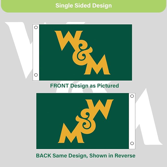 NCAA William & Mary Flag with Grommets, 3'x5' W&M Tribe Outdoor College Flags & Banners for Garden Patio Indoor Wall Décor