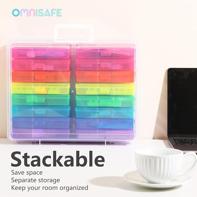 4x6 Photo Storage Cases, 16 Inner Plastic Craft Storage Container | Acid-Free, Handle, Sturdy, Large Capacity, Scrapbooking, Photo Keeper