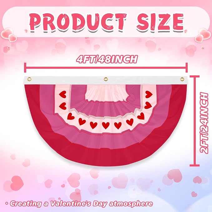 4Pack Lesbian Pride Bunting Flag 2 x 4 Ft, Pink Red White Heart Pleated Fan Flag for Pride Month, WLW Wedding Decorations, LGBTQ Love Party Banner, Same-Sex Wedding, Porch Wall Fence Decor