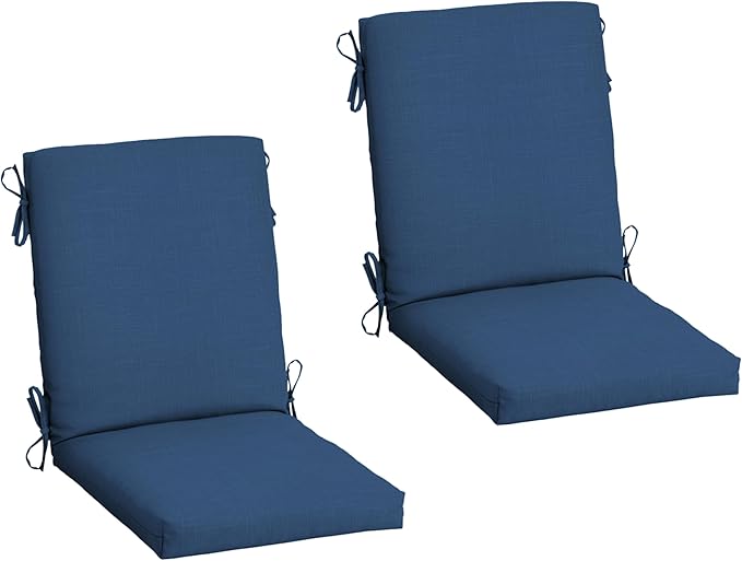 Arden 2-Pack Patio Dining Outdoor Chair Cushions, 20x44, Rain-Proof Seat Pad, Fade-Resistant Outdoor Cobalt Blue Texture
