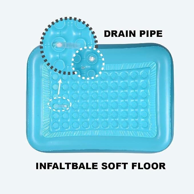 Inflatable Pools for Kids and Adults, 82" X 57" X 25" Kiddie Pools with Inflatable Soft Floor, Durable Family Swimming Pool for Backyard, Garden or Indoor (Green)