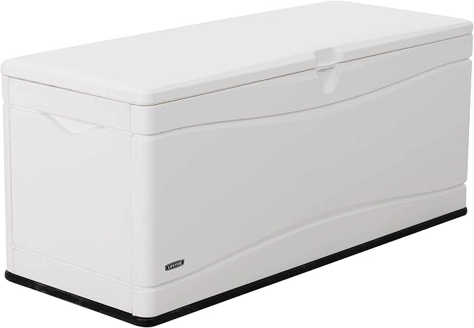 LIFETIME Outdoor Storage Deck Box, 130 Gallon, Arctic White, Lockable, UV-Protected, for Decks and Marine Docks