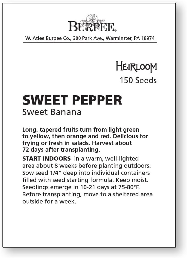 Burpee Straight Eight Slicing Cucumber 200 Seeds and Sweet Banana Sweet Pepper 150 Seeds