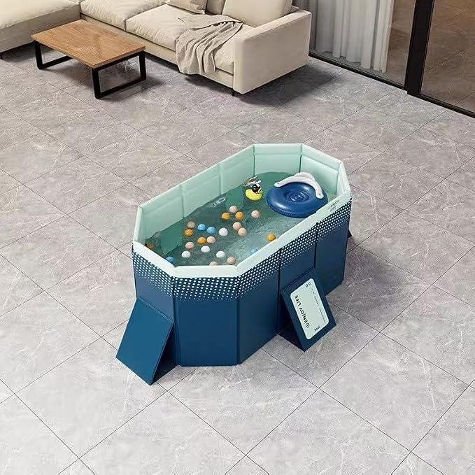 Montary Foldable Large Non - Inflatable Rectangular Swimming Pool for Family - Hard Plastic Shell, Oversized Thickened Design, Portable Collapsible Backyard Pool - 65.4"x42.1"x17.7"