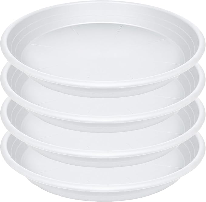 4 Pack of 16 inch Plant Saucer, Large Plant Tray, Heavy Sturdy Plant Drainage Tray for Indoors, Bird Bath Bowls, Sturdy 18 inch Plastic Pot Tray for Planter (White)