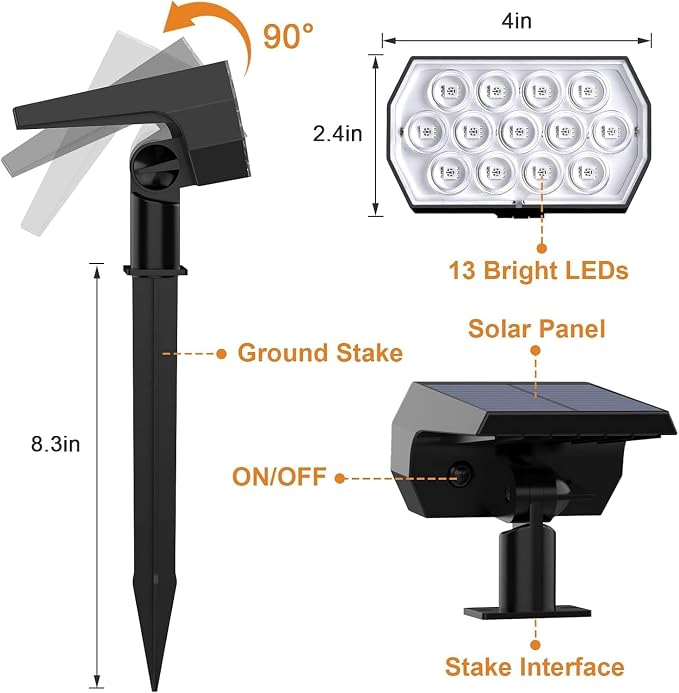 WELALO Solar Color Changing Spot Lights Outdoor, Waterproof Solar Halloween Lights, 7 Modes Multicolor RGB Landscape Spotlight for Garden Yard Driveway Lawn Patio Pathway Christmas Decorations 2 Pack