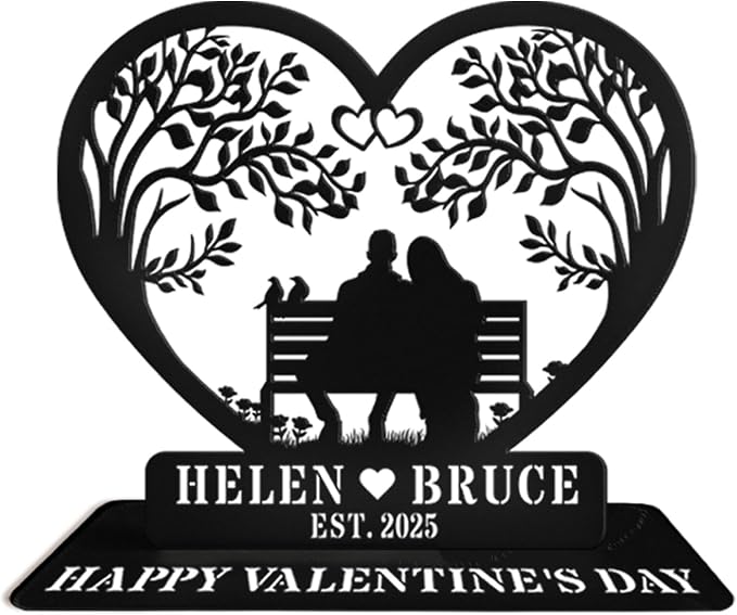 Personalized Valentines Day Gifts, Personalized 50th Wedding Anniversary Sign Gifts for Couples, Tabletop Metal Wedding Anniversary Sign, Custom Engraved Metal Sign