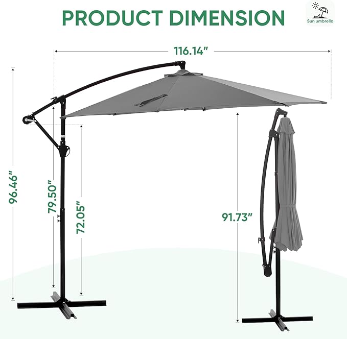 NEWBULIG 10FT Patio Umbrella, Offset Cantilever Outdoor Patio Table Umbrella, UV Protection, Fade Resistant Fabric, Easy Tilt Adjustment for Pool, Deck, Garden, Backyard, Red