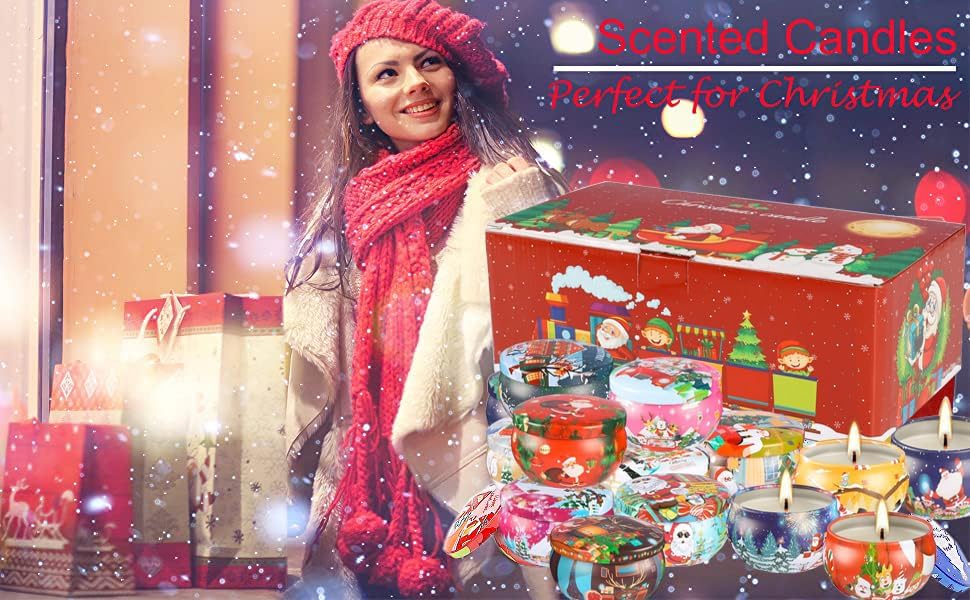 WPONSZU 16Pack Christmas Scented Candles, Gift Set 2.5oz Strong Fragrance Aromatherapy Candles,Portable Travel Tin Jar Candles Gifts for Home Scented Decoration Valentine'sDay - Image 6