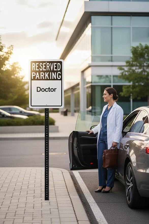 Custom Reserved Parking Sign – Personalized Vertical Aluminum Parking Sign for Business & Office – Outdoor UV Printed Metal, Rust-Free, Post Mount Holes, 18 x 12 inches