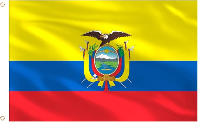 Ahfulife Ecuador Flag 3x5 Ft, 1 Pc Large Ecuadorian National Flags for Outdoor Indoor, Double Sided with Brass Eyelets for World Cup, Party, Garden, Bar, Street Decor