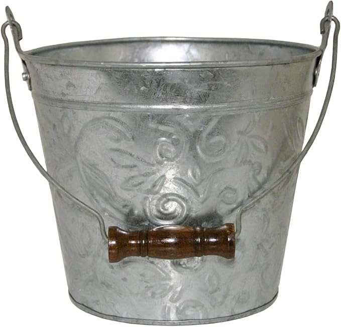 Headwind Vintage Collection - Floral Galvanized Planter with Handles – 12 Inch Flower Pots Decorative Plant Indoor – Plant Pots Indoor with Drainage By Robert Allen