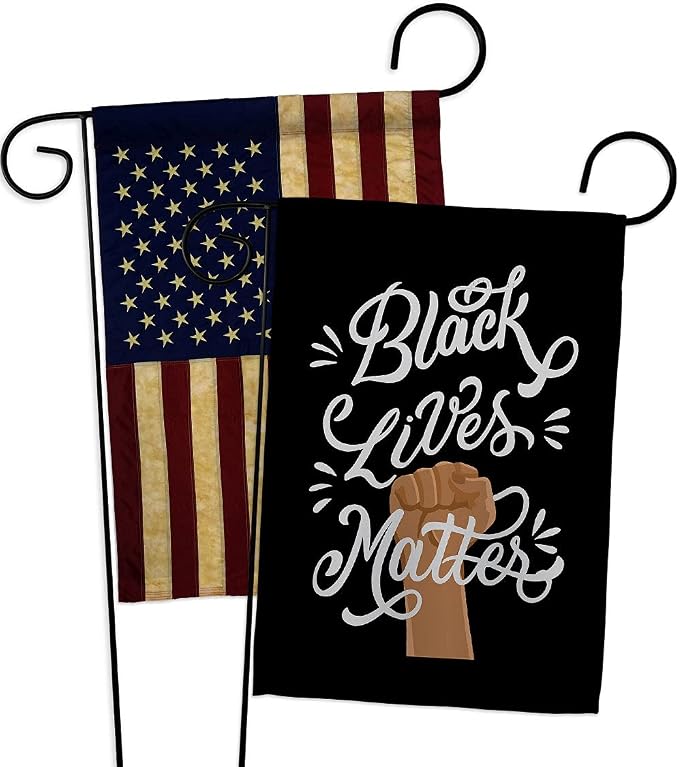Stop Racism Porch Decor American Flag Banner Pack Wall Art Patio Lawn Garden Room Decorations Outdoor Tapestry Yard Signs Black History Month BLM African Americans Heritage Made in USA