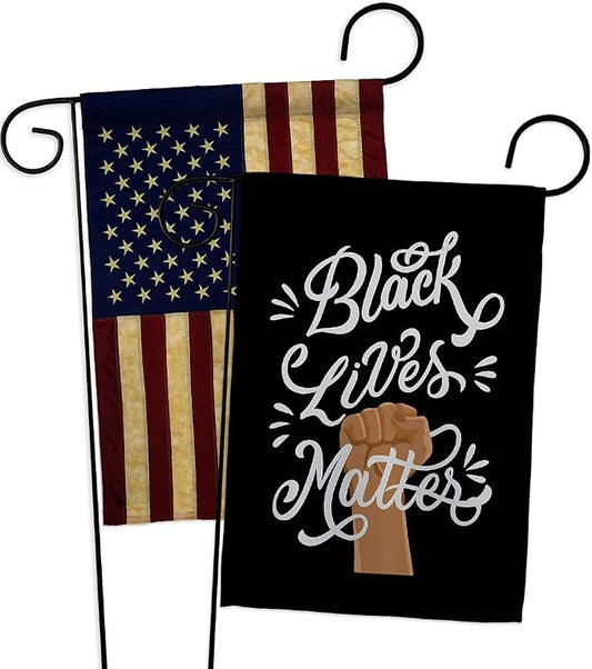 Stop Racism Porch Decor American Flag Banner Pack Wall Art Patio Lawn Garden Room Decorations Outdoor Tapestry Yard Signs Black History Month BLM African Americans Heritage Made in USA