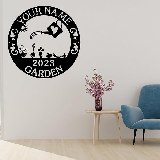 CFC0121317 Customize Name Murals for Outdoor Plaques for Mothers and Grandma, Exclusive Personalized Metal Sign, Personalized Vegetable Garden Sign