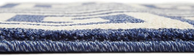 Unique Loom Athens Collection Classic Geometric Modern Border Design Area Rug (2' 7 x 10' 0 Runner, Navy Blue/ Beige)