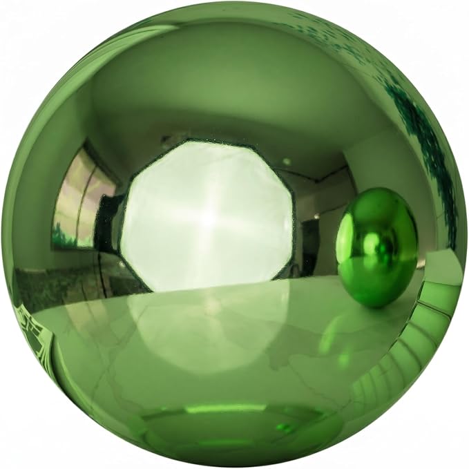 Abaodam Stainless Steel Gazing Ball, Reflective Mirror Polished Garden Globe 7.07inch, Green Decorative Sphere for Yard Outdoor Decor, Unbreakable Metal Gazing Globe for Garden Decoration Ornament