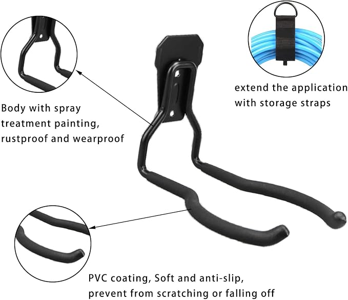 Weedeater Hanger, String Trimmer Hanger and Wall Mounted Power Tool Holder, Garage Utility Hooks for Storage- Black, 3-Pcs