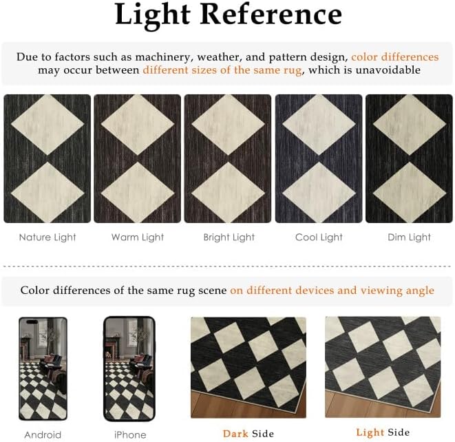 Black 3x8 Washable Runner Rug Kitchen Non Slip Checkered Carpet | Soft, Low Pile, Easy Clean, Diamond Pattern, for Hallway, Entryway, Laundry Room, Bathroom, Modern Indoor Decor