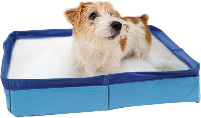 PVC Folding Pet Swimming Pool, 50×50cm Foldable Square Summer Cool Cat and Dog Swimming Pools, Non-Inflatable Dog Paddling Pool, for Puppy Cats Other Animals