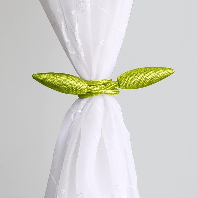Valea Home 2 Pieces Curtain Tiebacks Clips Creative Window Drape Twist Tie Backs European Style Custom Made Curtain Holders Decorative Draperies Holdbacks, Green