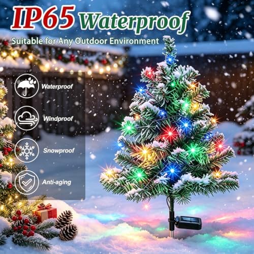 2 Pack Solar Christmas Tree Outdoor,Xmas Decorations with Colorful Lights - Image 2