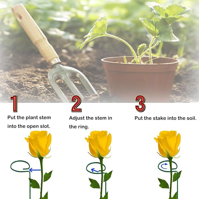 20 Pieces 24 inch Green Single Stem Plant Stakes Flower Support Rings,Gardening Planter Cages for Single Stem Flowers, Amaryllis, Peony, Lily,Narcissus