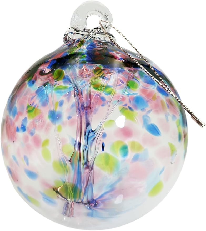 Dale Tiffany Hand Blown Glass, 4" Diameter Hope, Tree of Life Collection, Witch Globe Hanging Garden Indoor/Outdoor Decorative Ornament Gazing Ball