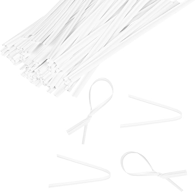 Restaurantware Twist Ties 50,000 Pack of 4-Inch Reusable Paper Bag Ties Laminated Gripping Strong White Flush-Cut Bread, Candy, Coffee, Cookie, Bakery Bag, Party, Gifts, Cake Pops, Packaging
