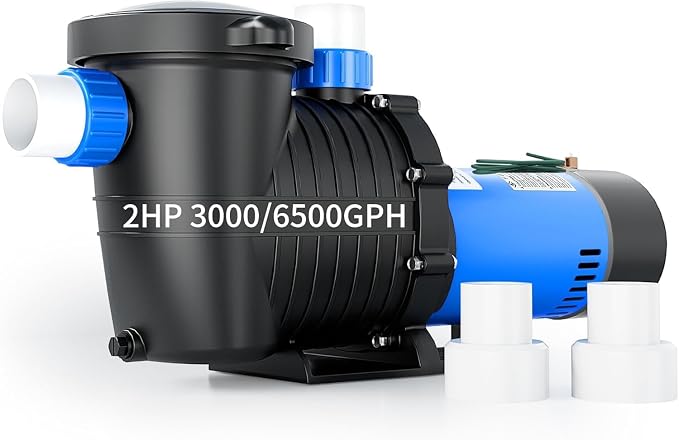 FOTING In/Above Ground Pool Pump, Self Primming Pool Pump High Flow 1.5" & 2" NPT Inlet Connectors, Dark Blue