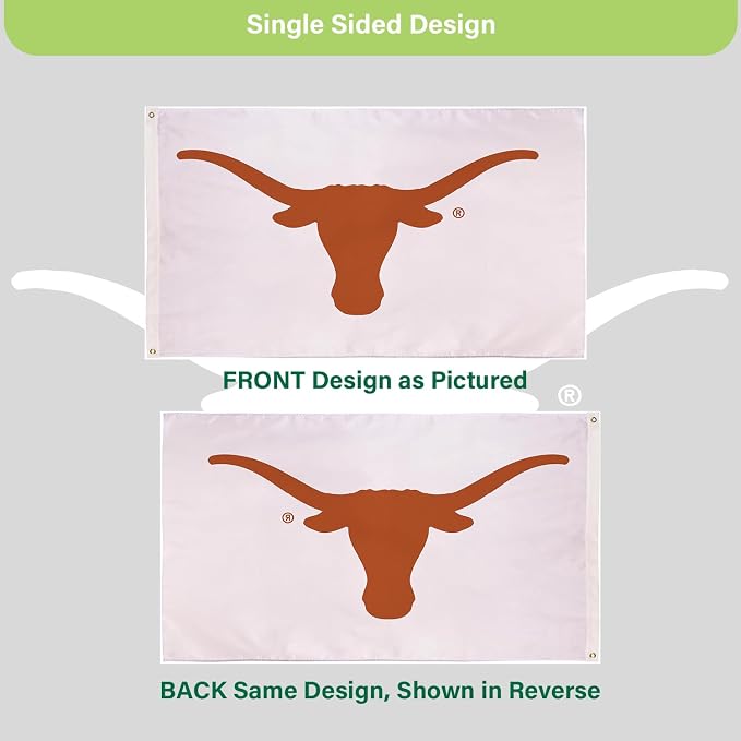 NCAA University of Texas Flag with Grommets, 3'x5' UT Longhorns Outdoor College Flags & Banners for Garden Patio Indoor Wall Décor