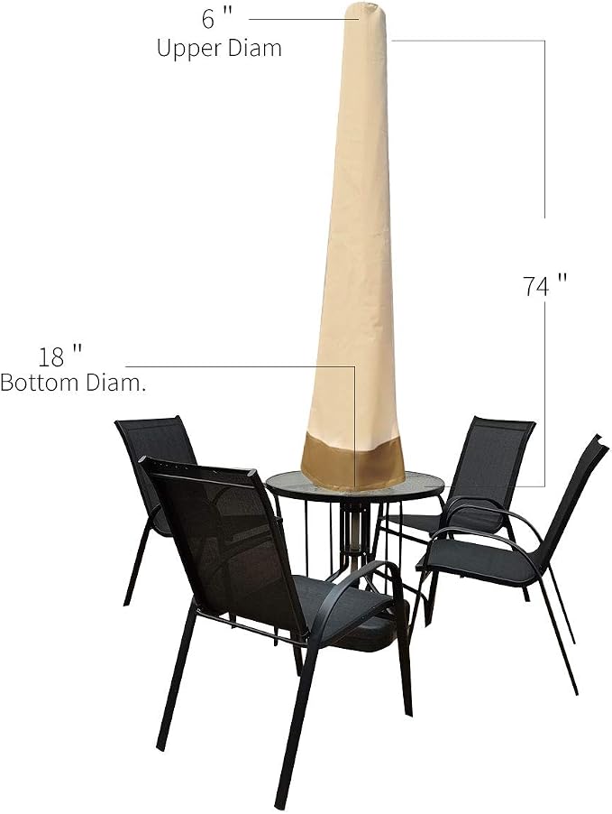 Water-Resistant Patio Umbrella Cover with Zipper, Outdoor Waterproof Umbrella Cover Fits 7 to 10 ft Parasol