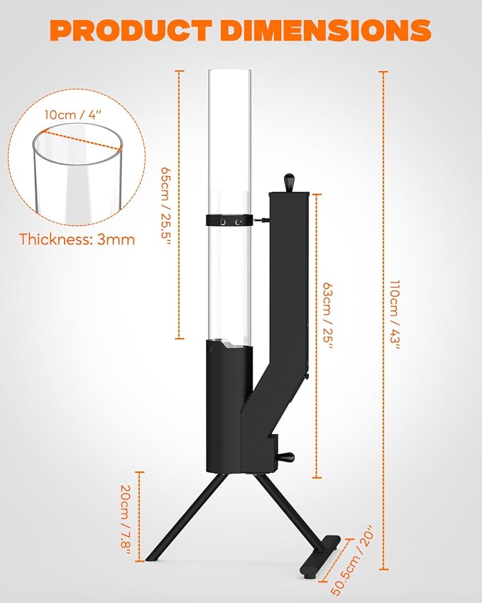 43" Wood Pellet Patio Heater with Glass Tube, Modern Fire Pit, Portable Pellet Heater for Camping Patio Backyard RV Tailgating, Add Warmth & Ambiance, FP056