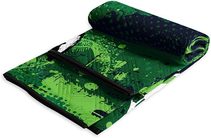 Outdoor Picnic Blanket Portable Ultrasonic Waterproof Picnic Cartoon Soccer Green Printed Camping Beach Mat for Sand and Wet Grass Hiking (Cartoon Soccer L