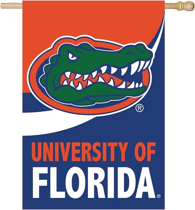 NCAA University of Florida House Flag, 28 x 44, Double Sided Garden Flags for Outside, Outdoor College Flags & Banners for Gardens Patio, Indoor Wall Decor Flag for Room