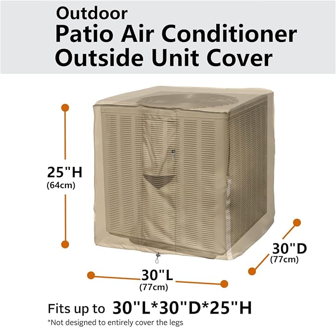 Air Conditioner Covers for Outside Units - 30 x 30 Inch Outdoor Central AC Cover with Waterproof 600D Durable Canvas, Square Universal Patio Furniture Cover (30"L x 30"W x 25"H)