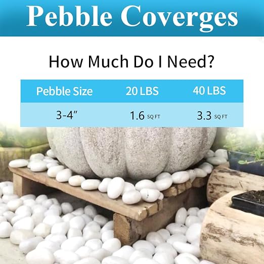 YISZM 40lbs Large River Rocks for Landscaping, 3-4" White Pebbles for Garden Design, Hand-Picked Smooth Stones for Fish Tank, Flower Pots, Indoor Water Fountains, Pathways, Backyard