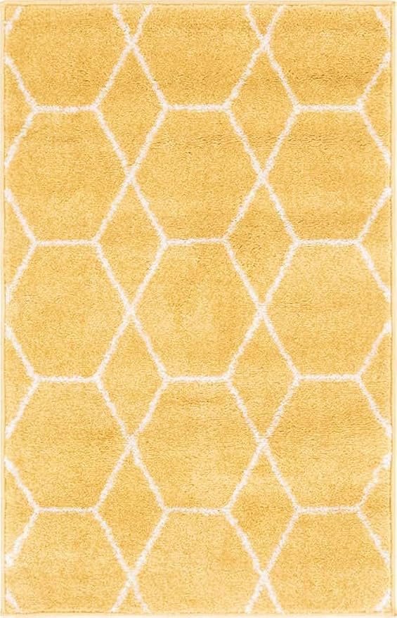 Unique Loom Trellis Frieze Collection Area Rug - Geometric (2' x 3' 1", Yellow/ Ivory)