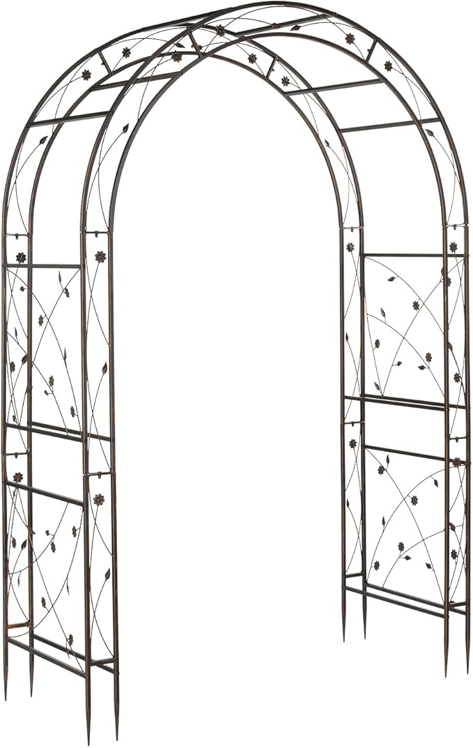 VINGLI Garden Arbor, Arch for Wedding Ceremony Party, Christmas Garden Decor Steel Garden Trellis for Plant Climbing, Pergola for Garden, Backyard, Lawn (Arch Top, Bronze)