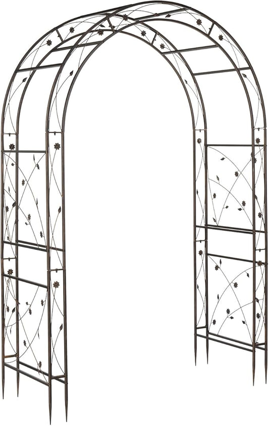 VINGLI Garden Arbor, Arch for Wedding Ceremony Party, Christmas Garden Decor Steel Garden Trellis for Plant Climbing, Pergola for Garden, Backyard, Lawn (Arch Top, Bronze)