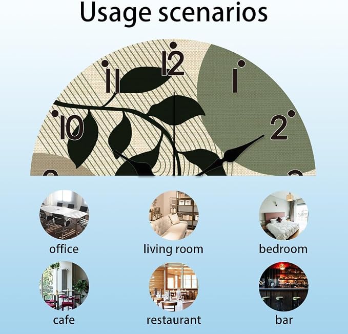 CHGCRAFT Bohemian Geometry Wall Clock 12 Inch Battery Operated Wall Clock Leaves Non Ticking Silent Decorative Clock for Office Bedroom Home Decor