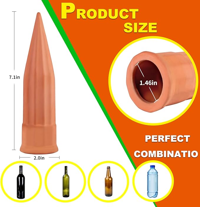 TKSCUSR Plant Self-Watering Stakes-15 Pack Terracotta Automatic Plant Waterer Devices Auto-Water Irrigation System for Indoor/Outdoor Plants