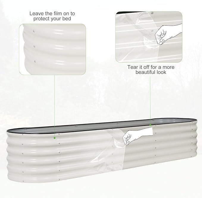 Galvanized Raised Garden Bed Outdoor- 2 Pcs Raised Beds for Gardening| Metal Planter Box, Steel Raised Garden Bed Kit with Gloves for Vegetables, Flower, Herbs (8x2x1.4FT, White)