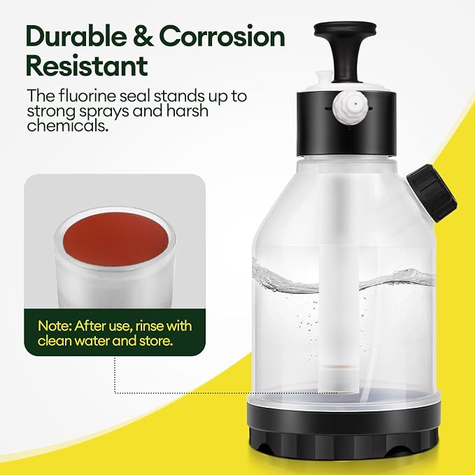 MAYGROVE 50oz Pump Sprayer, Hand Water Spray Bottle for Indoor Plant, Clear Plant Sprayer with Side Filling Port, Measuring Cup, Adjustable Nozzles, Safe Pressure Relief Valve