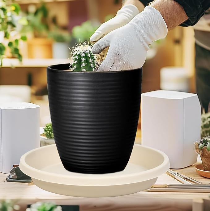 NIMYAU 5 Pack Plant Saucer 6 Inch,8 10 12 14 16 18 20 Inch, Heavy Sturdy Plant Trays for Pots, Plant Water Catcher Tray for Plants, Plastic Plant Saucers for Indoors no Holes