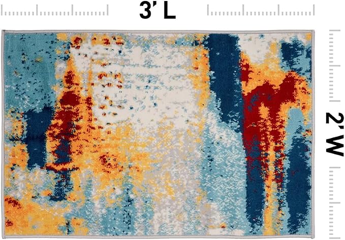 Rugshop Abstract Fade-Resistant Living Room Bedroom Area Rug Multi 2' x 3' | Doormat, Rectangular, Size 2' x 3', Dining Room, Home Office, Kitchen, Entryway, Hallway, Nursery, Kids Room, Guest Room