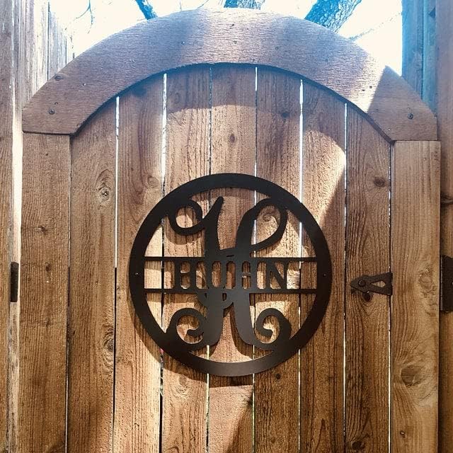 Customizable Last Name Established Date Garden Flag or Home Decor ACM Metal Sign, Hanging Decorative Initial Monogram Sign Door Wreath or Front Door Hanger, Personalized Decor (12 inch)